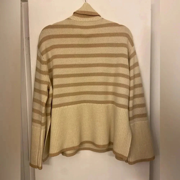 Toteme Signature Stripe Wool Turtleneck Sweater Light Beige Size XXS - Picture 6 of 10
